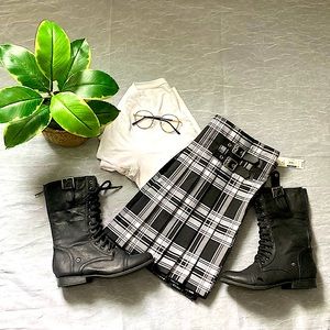 Black and White Plaid Skirt